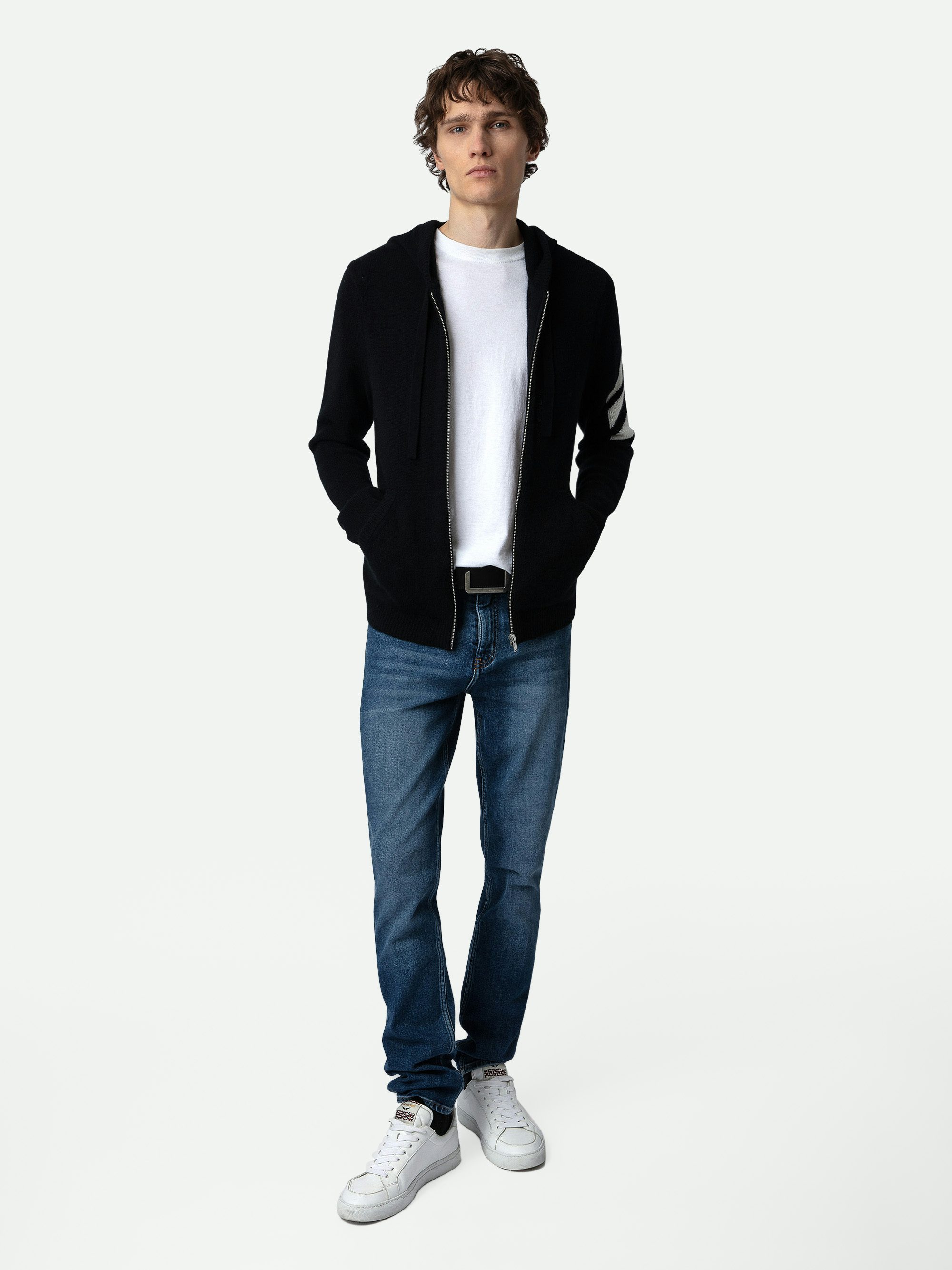 Trainers ZV1747 La Flash - Men's leather trainers with lightning stitching.